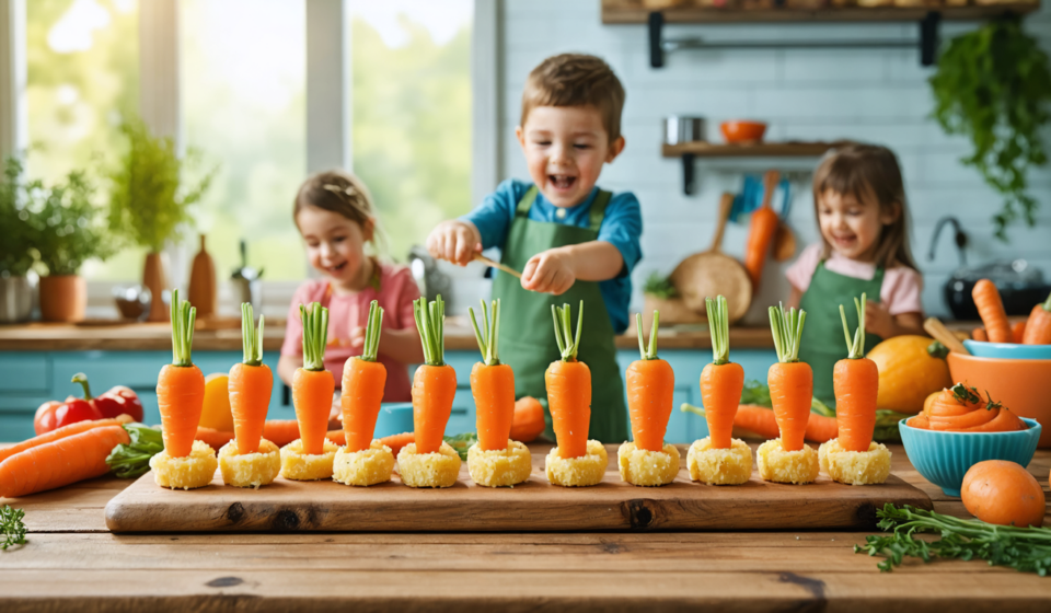 découvrez des recettes originales et amusantes à base de carottes pour faire craquer les enfants et leur faire aimer les légumes tout en s'amusant en cuisine.